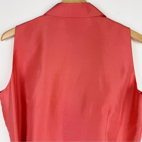 Jessica Howard Vintage Coral Silk Wrap Blouse - Picture 7 of 10